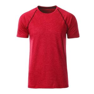 James & Nicholson Pánske funkčné tričko JN496 - Červený melír - titán | L
