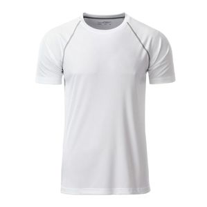 James & Nicholson Pánske funkčné tričko JN496 - Biela / strieborná | XXL