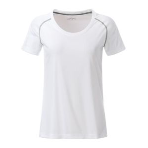 James & Nicholson Dámske funkčné tričko JN495 - Biela / strieborná | XXL