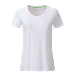 James & Nicholson Dámske funkčné tričko JN495 - Bielo-žiarivo zelená | M
