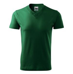 MALFINI Tričko V-neck - Fľaškovo zelená | XXL