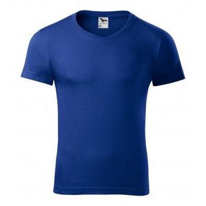 MALFINI Pánske tričko Slim Fit V-neck - Kráľovská modrá | XXXL