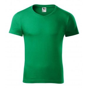 MALFINI Pánske tričko Slim Fit V-neck - Stredne zelená | XXL