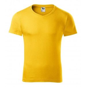 MALFINI Pánske tričko Slim Fit V-neck - Žltá | L