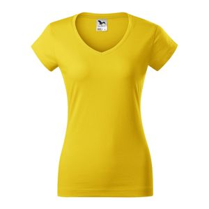 MALFINI Dámske tričko Fit V-neck - Žltá | XXL