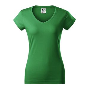 MALFINI Dámske tričko Fit V-neck - Stredne zelená | XL