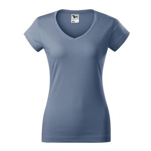 MALFINI Dámske tričko Fit V-neck - Denim | XS