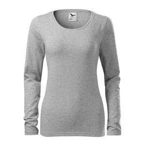 MALFINI Dámske tričko s dlhým rukávom Slim - Tmavošedý melír | XL