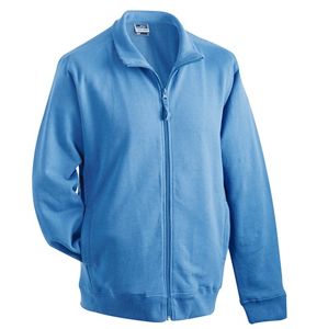 James & Nicholson Pánska mikina na zips bez kapucne JN058 - Modrá | XL