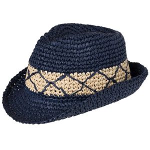 Myrtle Beach Módny klobúk MB6702 - Tmavomodrá / slamová | S/M
