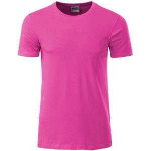 James & Nicholson Klasické pánske tričko z biobavlny 8008 - Ružová | S