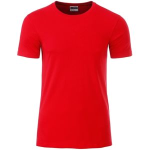 James & Nicholson Klasické pánske tričko z biobavlny 8008 - Tomato | S