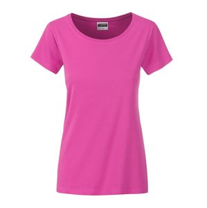 James & Nicholson Klasické dámske tričko z biobavlny 8007 - Ružová | XXL