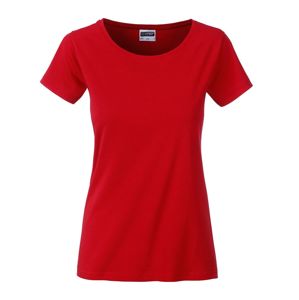 James & Nicholson Klasické dámske tričko z biobavlny 8007 - Červená | XL