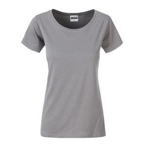 James & Nicholson Klasické dámske tričko z biobavlny 8007 - Oceľovo šedá | L