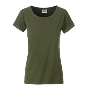 James & Nicholson Klasické dámske tričko z biobavlny 8007 - Olivová | XL