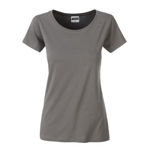 James & Nicholson Klasické dámske tričko z biobavlny 8007 - Stredne šedá | L
