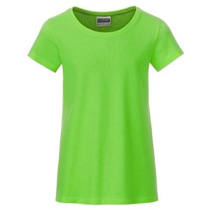 James & Nicholson Klasické dievčenské tričko z biobavlny 8007G - Limetkovo zelená | S