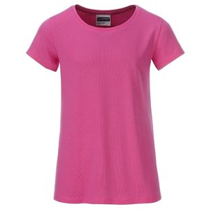 James & Nicholson Klasické dievčenské tričko z biobavlny 8007G - Ružová | XL