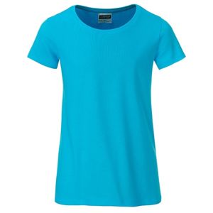 James & Nicholson Klasické dievčenské tričko z biobavlny 8007G - Tyrkysová | XS